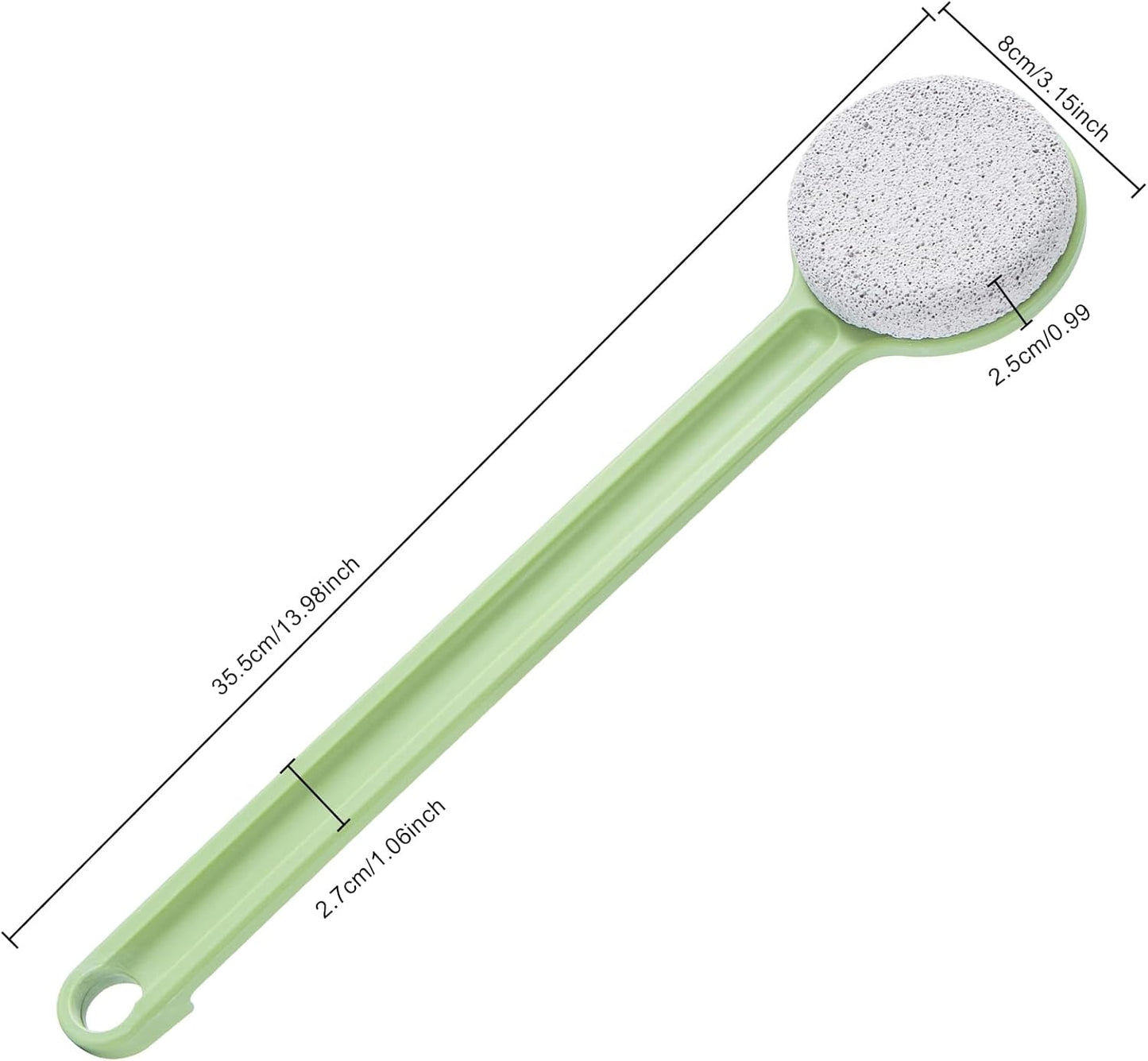 Pumice Stone for Feet with Long Handle 14", Hard Skin Callus Remover, Scrubber and Exfoliator for Dead Dry Skin, Softer & Smoother Feet, Pedicure Tool (Straight) Green