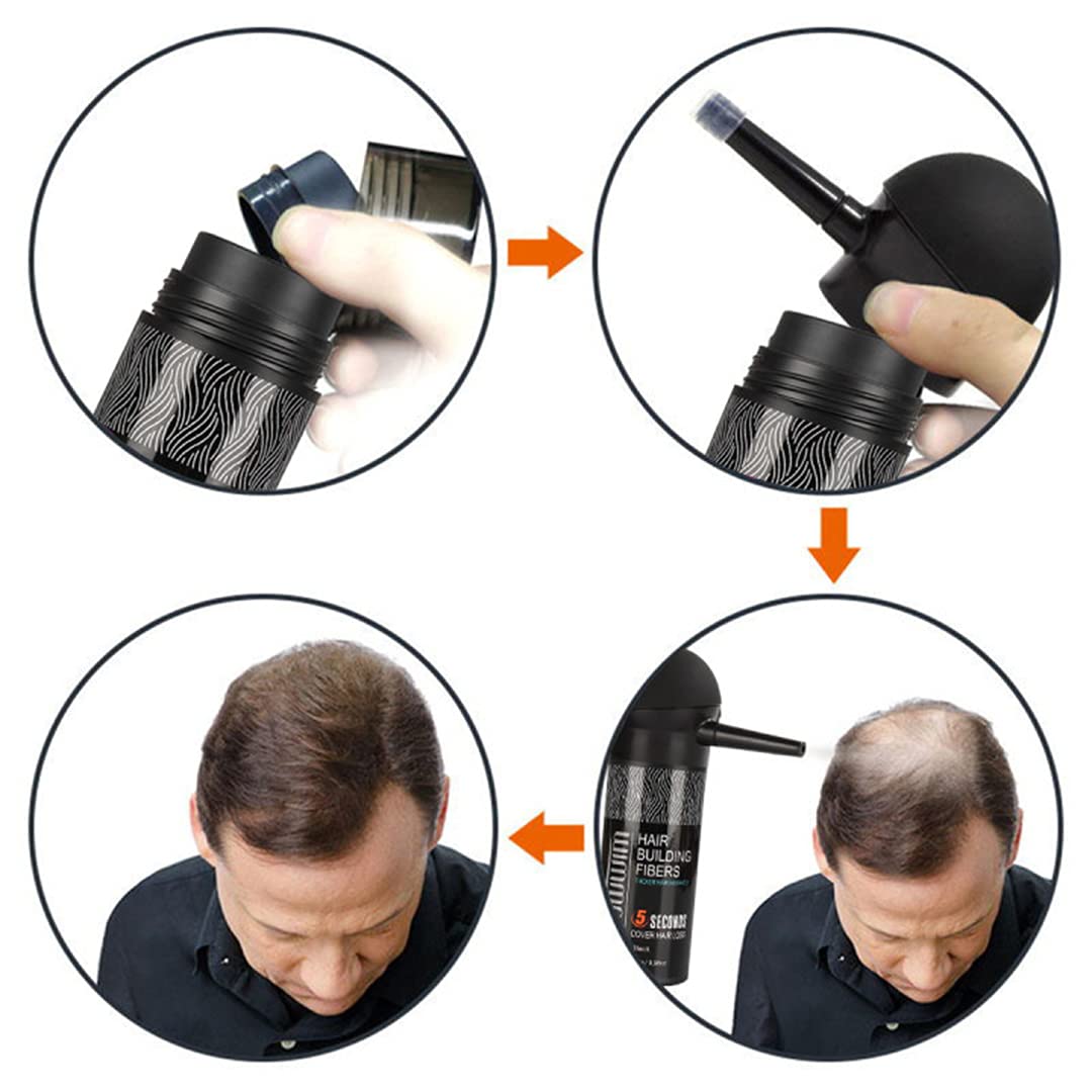 gowwim Hair Thickening Fibers 2-in-1 Kit Keratin Building Fibers, Spray Applicator & Hold Spray - Instantly Volumize Sparse Areas (Light brown)