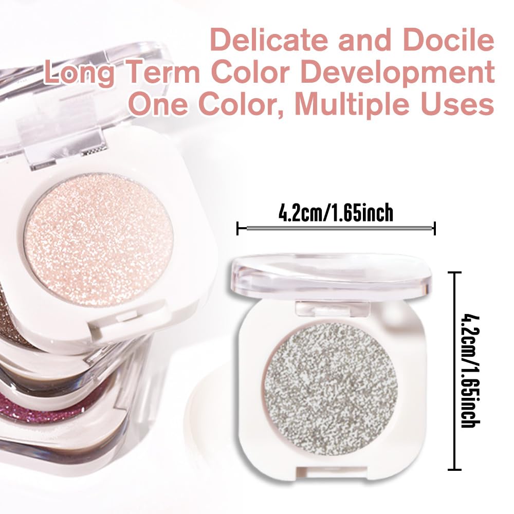 Slive Glitter Eyeshadow Palette for Women, Single Monochrome Eye Shadow Makeup, Shiny Pressed Powder, Blendable Natural sombras para ojos, Holographic,Vegan,Travel -12