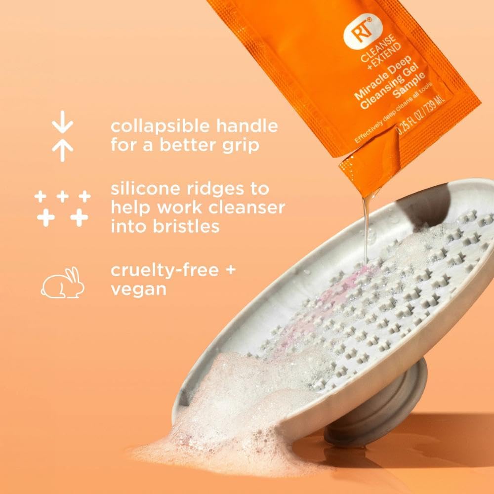 Real Techniques Miracle Brush Cleansing Palette, Makeup Brush Cleaner For Deep Cleaning, Use With Makeup Brush Shampoo, Silicone Ridges & Easy Grip, Includes Cleansing Gel, Cruelty-Free, 3 Count