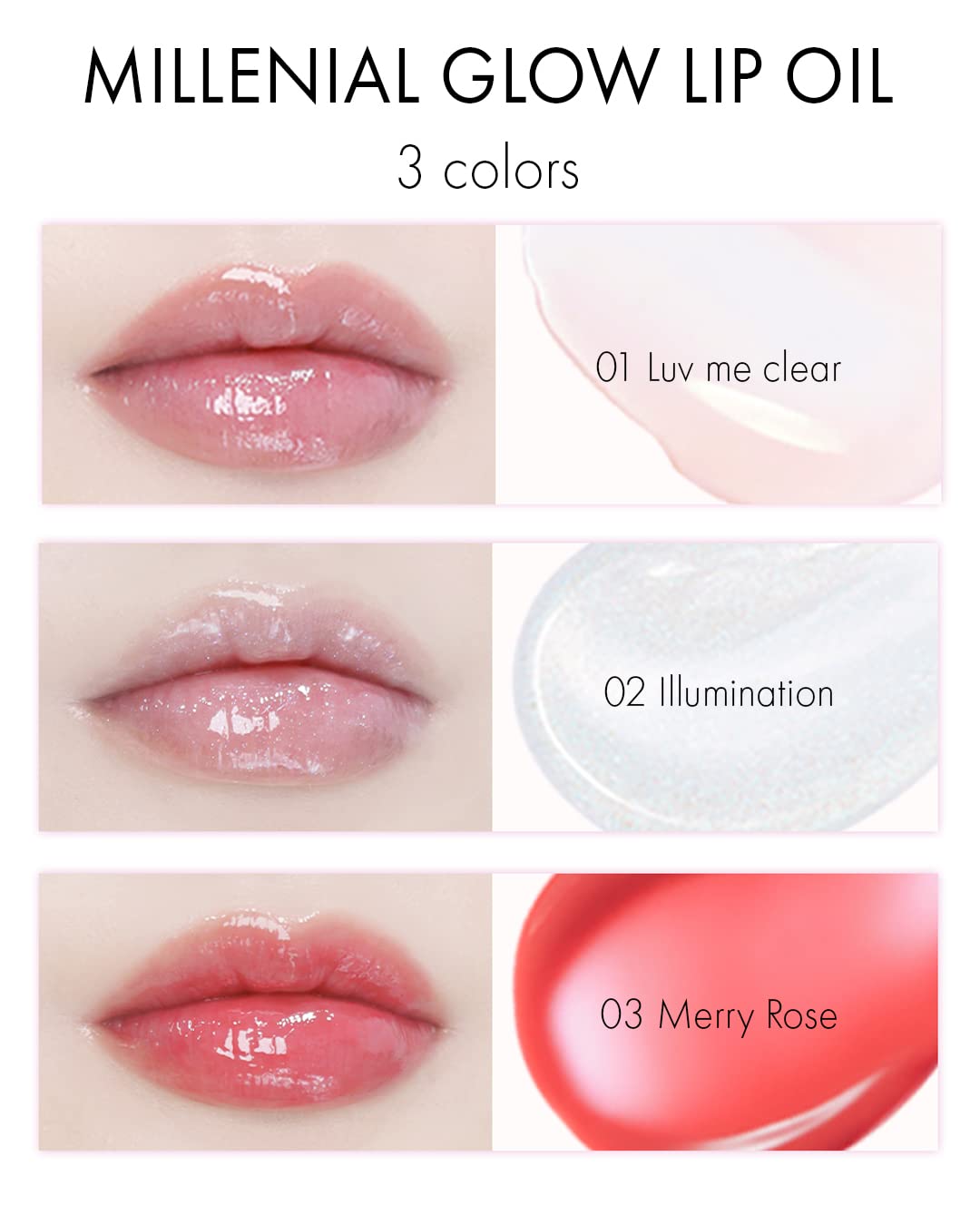VIDIVICI Millennial Lip Oil #01 Luv Me Clear - Non-Sticky Dewy Gloss for Moisturized & Voluminous Lips - Overnight Lip Masks & Lip Sleeping Mask for Day & Night Use, 0.12 fl.oz.