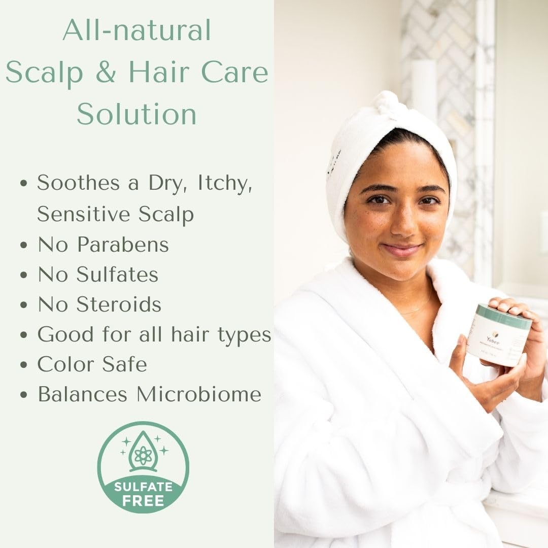 Yobee Restorative Scalp Mask - Dry Scalp Treatment Hair Mask - Probiotic Extracts, Organic Honey, Turmeric, Vitamin B12 - Natural Dry, Itchy, Sensitive Scalp and Dandruff Relief - for Adults, 4 fl oz