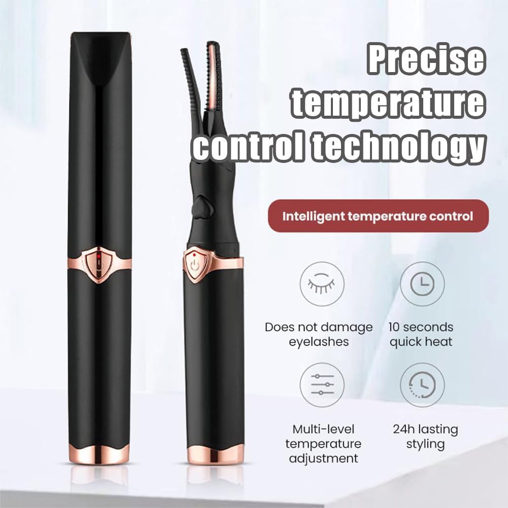 Peshoriadm Eyelash Curler, Electric Eyelash Curler Heated, 2025 New Heated Eyelash Curler with USB Charging, 3 Heat Modes and Smart Temperature Control, Natural Curling 24h Long-Lasting Curl (Black)