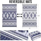 OLANLY Outdoor Rug 9x18 ft Waterproof Reversible Boho Mat - Image 2