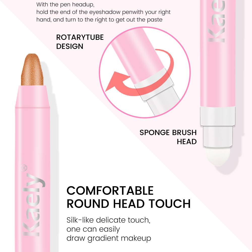 evpct 1Pcs Bronze Gold Shimmer Cream Eye Shadow Brightener Sticks for Eyes, Double Ended Cream Eyeshadow Stick Pencil Pen with Applicator, Eye Shadow Palette Highlighter Makeup Waterproof Pigmented 05