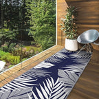 GENIMO Outdoor Rug, Waterproof Plastic Runner Rugs, 2.5'x8' Navy Blue White - Image 4