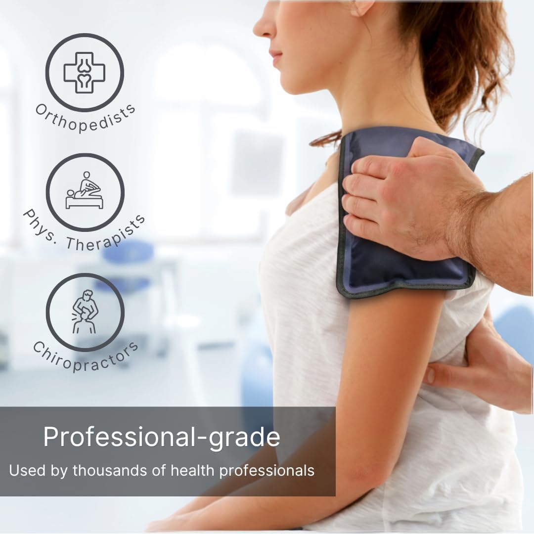 FlexiKold Gel Soft Flexible Ice Packs for Injuries - Reusable Freezer Cold Pack, Cold Compress & Cooling Gel Pad for Face, Shoulder, Hip, Leg, Arm, Ankle & Foot Injury - Medium - 7.5” x 11.5”