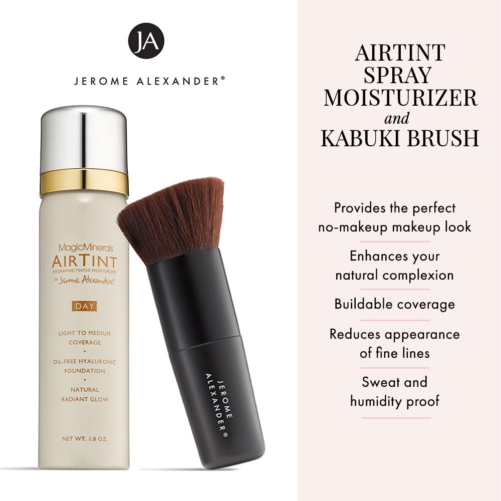 Jerome Alexander MagicMinerals AirTint Tinted Moisturizer AirBrush Spray Light | Tinted Moisturizer Spray with Anti-Aging Ingredients | Dark |2PC