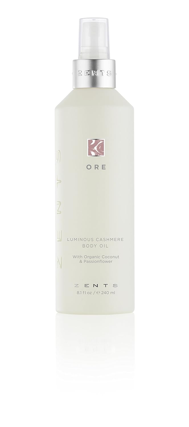 Zents Luminous Cashmere Body Oil (Ore Fragrance) | Moisturizing Body Oil with Vitamin E & Organic Coconut Oil | Softens & Smooths Skin | 8 fl oz