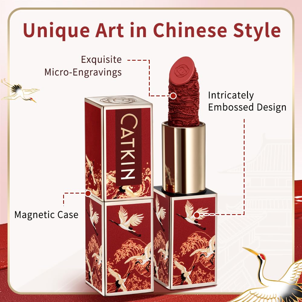 Catkin Semi-Matte Lipstick Hydrating High Impact Color Infused with Vitamin E and Avocado Oil Smooth Soft Texture Long Lasting Matte Finish 158