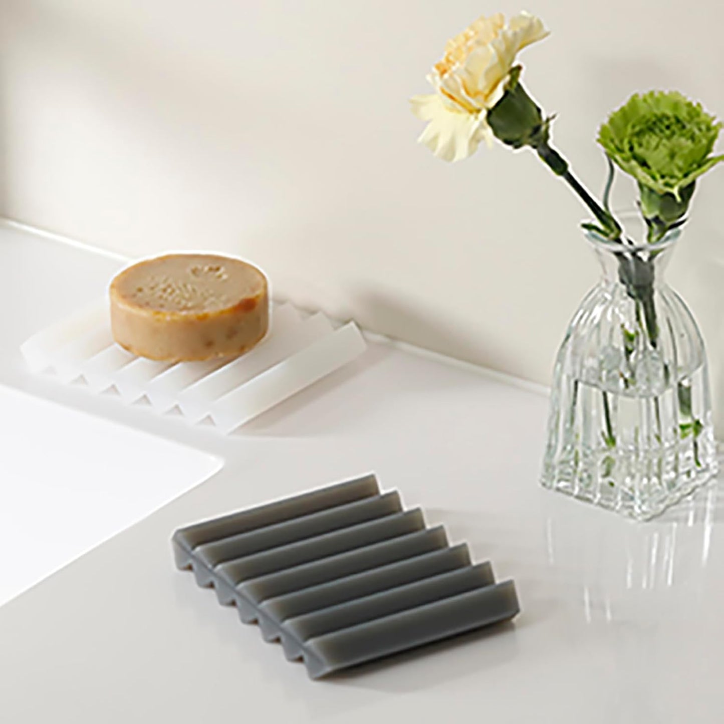 SHIMOYAMA Paint Brushes Holders, 2 Pack, Zigzag Soap Dish, Soap Holder for Watercolor Paintbrush, Bathroom, Black