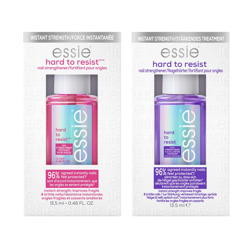 Essie Nail Strengthening Set, Hard To Resist Nail Strengthener, Glow & Shine, Neutralize & Brighten, 0.46 Fl Oz Each