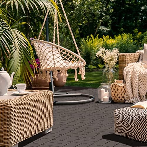 Goovilla Plastic Interlocking Deck Tiles, 36 Pack 12"x12", Dark Coffee - Image 2