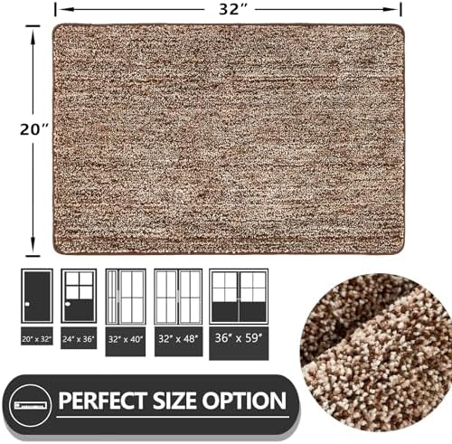 REFETONE Indoor Door Mat 20"x32", Non-Slip Front Door Mat, Coffee Brown - Image 2