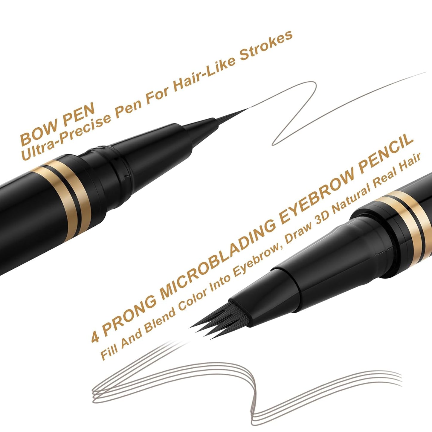 Makeup Kit with 4 Tip Waterproof Microblading Eyebrow Pencil, Eyeliner, Pomade and Dual-ended Brush, Brow Pencil Kit for Natural Looking - Grey