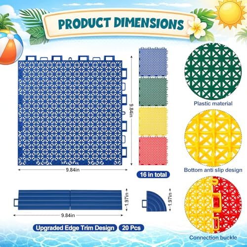 Interlocking Pool Tile 16 Pcs Floor Mat - Image 2