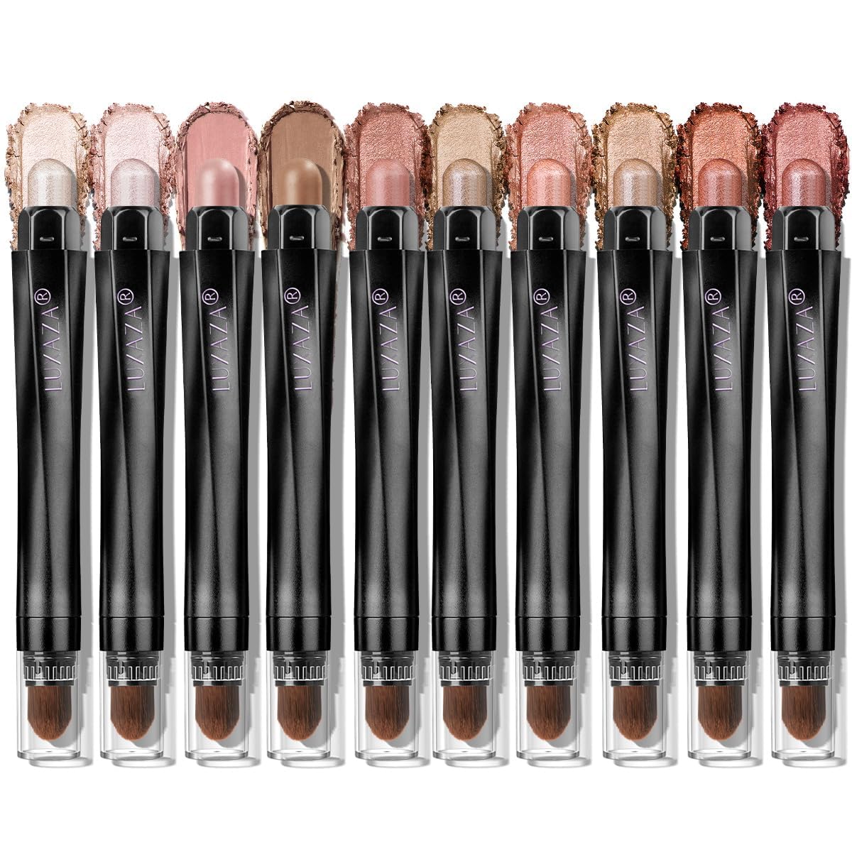 10PCS Eyeshadow Stick,Shimmer And Matte Brown Metallic Cream Eyeshadow Pencil Crayon with Smudge-proof & Waterproof, Eye Brightener Stick, Ideal Gift for Women - C2 Stellar Pink Quartz