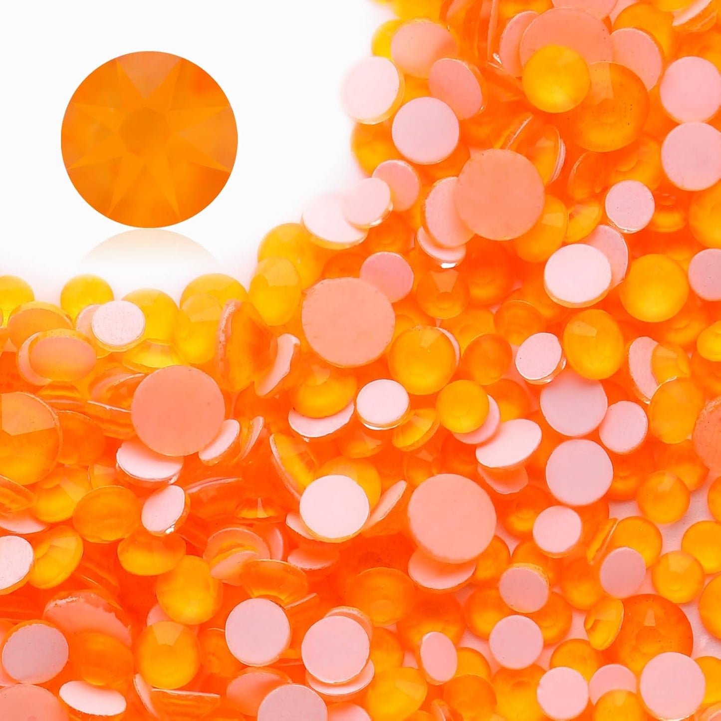 Neon Orange Flatback Rhinestones, Glass Rhinestones for Nail Art and Craft, Glue Fix, Loose Crystal Gemstones(Neon Orange, SS6, 1440pcs, 1.9-2.0mm)