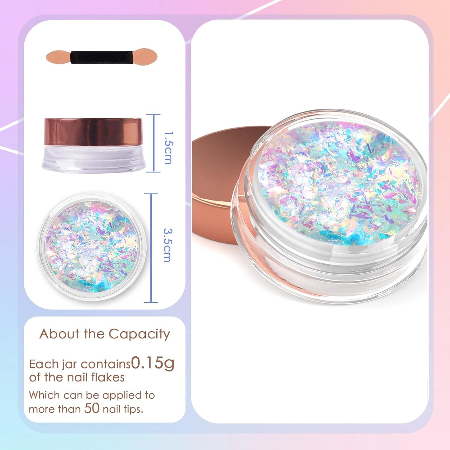 Laza Colorful Moonlight Chameleon Flakes Nail Glitter Irregular Opal Nail Foil Flakes Chunky Confetti Color-Shift Sequins Iridescent Fairy Dust for Mermaid Nails Design, Nail Decorations for Nail Art