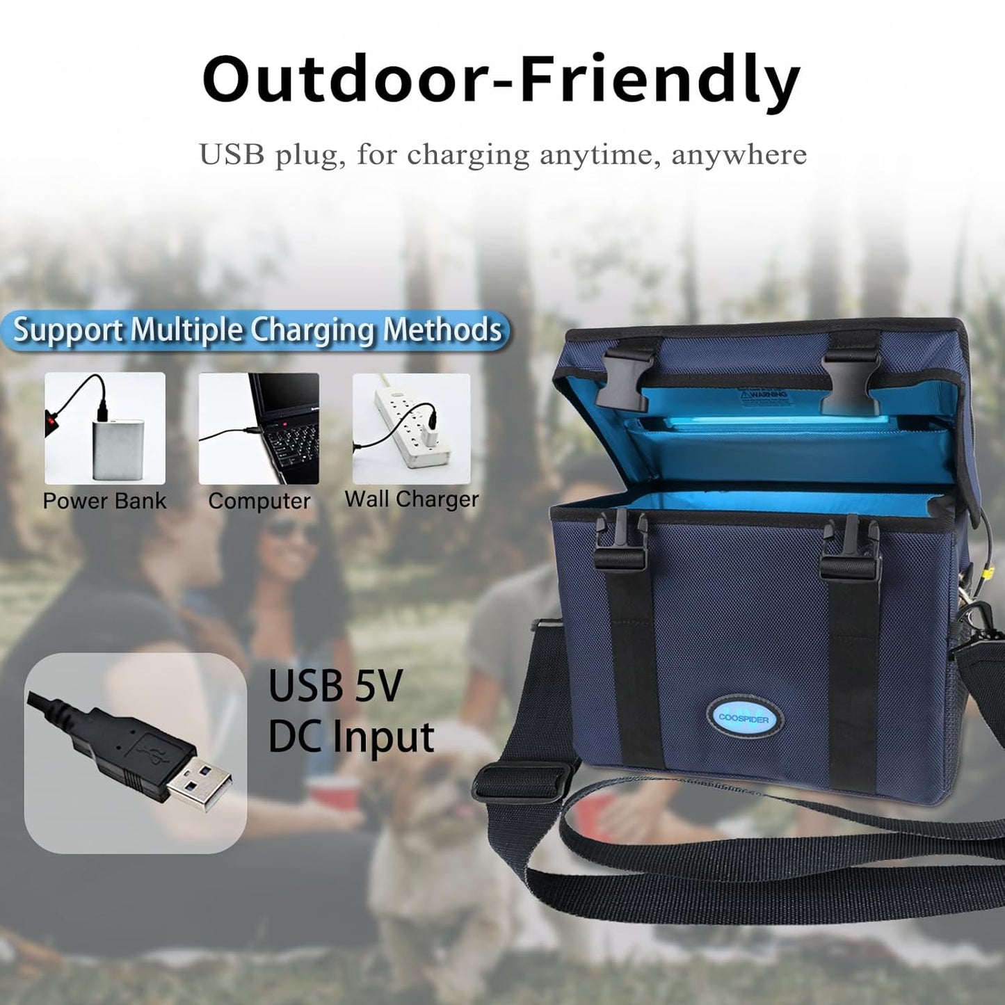 UV Light Sanitizer Box, Portable Foldable Cleaner and Sanitizing Machine with 3-level Timer, UV Cleaner Bag for Toys, Key, Towel, Mask Cleaning Machine USB & Wall Plug-in Charging Blue 12L Ozone-Free