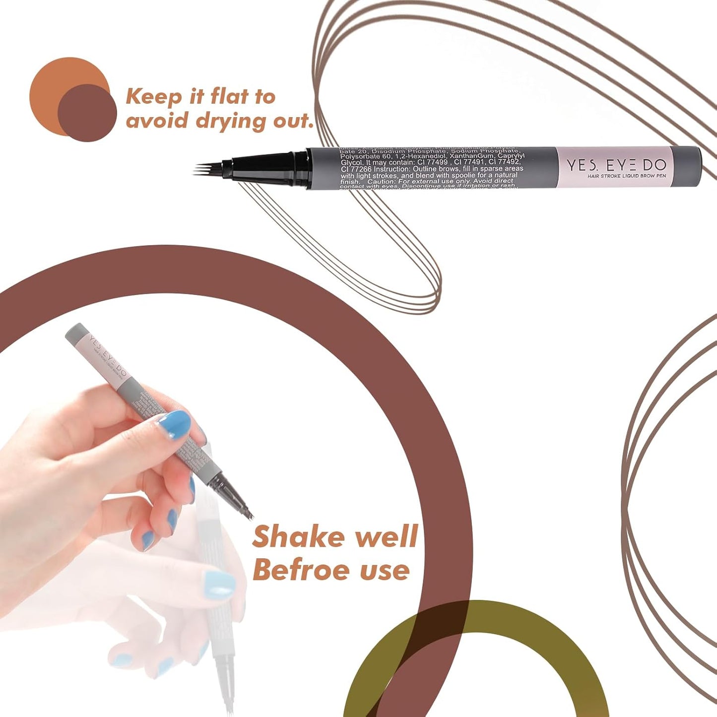 Eyebrow Pencil Medium Brown, Ultra fine Brown Eyebrow Pencil for Women, 4-Prong Fork Tip for Realistic, Natural Brows, Smudge-Proof Formula for 24h YES.EYE DO (Velvet Mocha-Medium Brown)