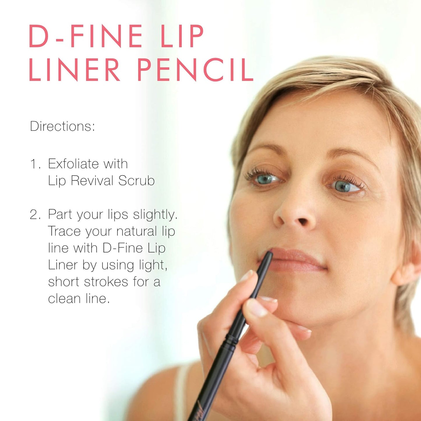 Beauty For Real D-Fine Lip Liner Pencil, Neutral Deep - Universal, Long-Wear Shade - Define, Enhance & Perfect Lip Shape - Creamy Texture for Easy Application - No Sharpener Required - 0.012 oz