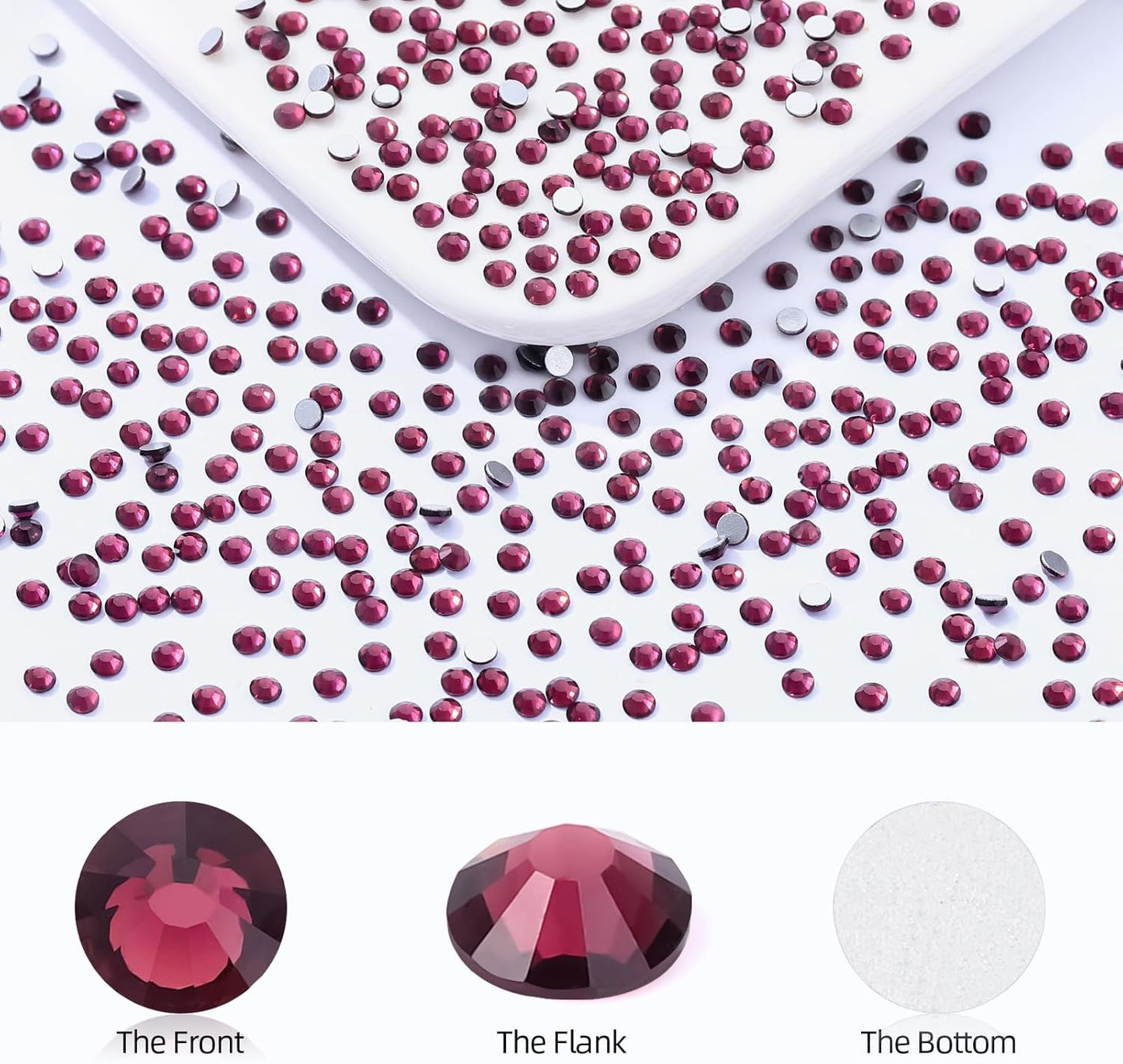 Purple Flatback Rhinestones, Glass Rhinestones for Nail Art and Craft, Glue Fix, Loose Crystal Gemstones(Purple, SS6, 1440pcs, 1.9-2.0mm)