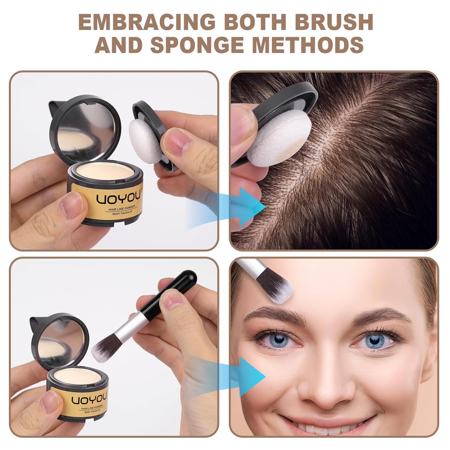 Root Touch Up Powder Instantly Conceals Hair Loss, Gray Root Cover Up Powder, Water & Sweat Resistant Hair Powder for Thinning Hair Men & Women, Includes Brush (Grey, 4g Bottle with Brush)