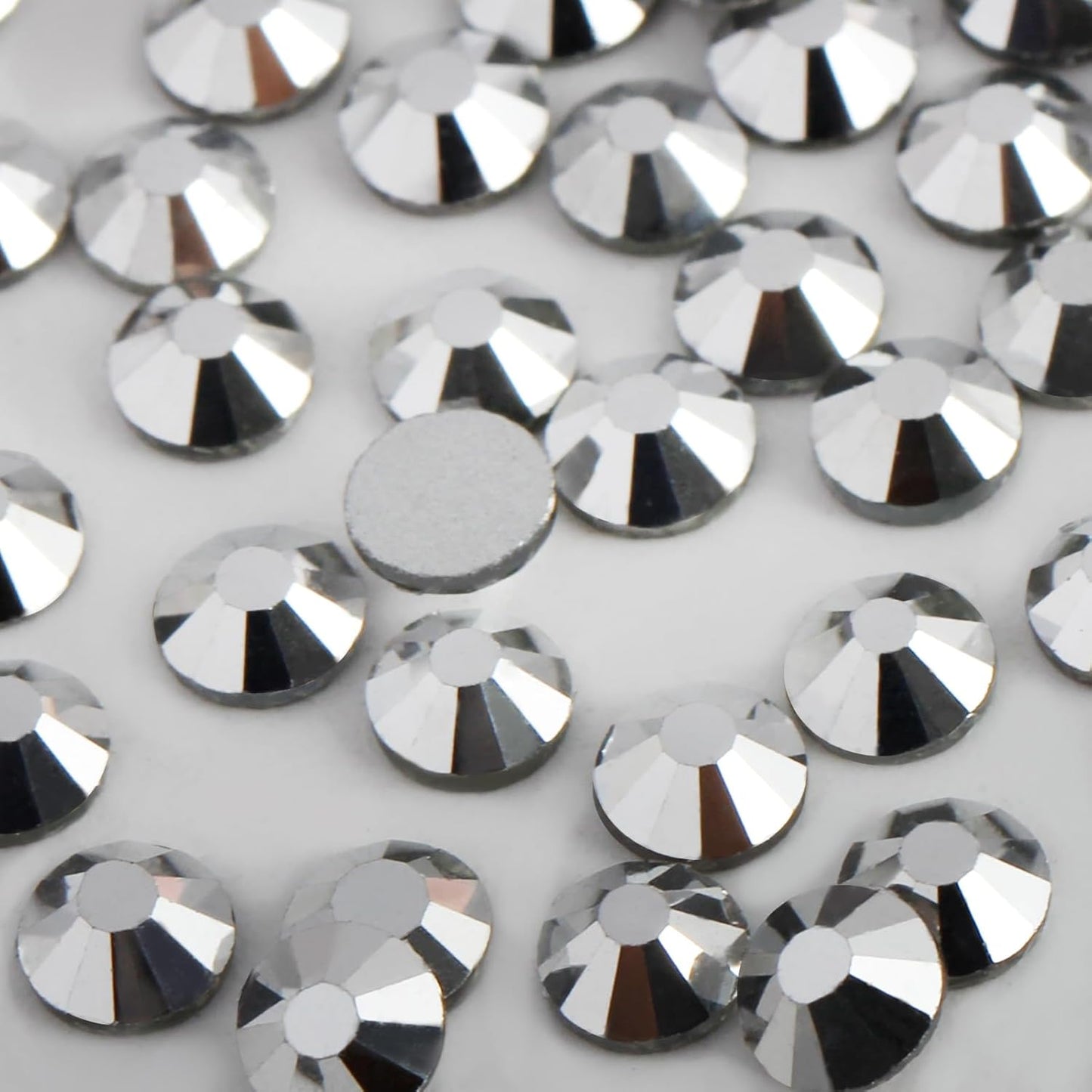 400 PCS SS30 Flatback Rhinestones,12-Facet Diamond-Cut Glass Gems for Nail Art,Clothing,DIY Crafts,Glue-On Decoration Stones with Silver Backing,Silver Hematite