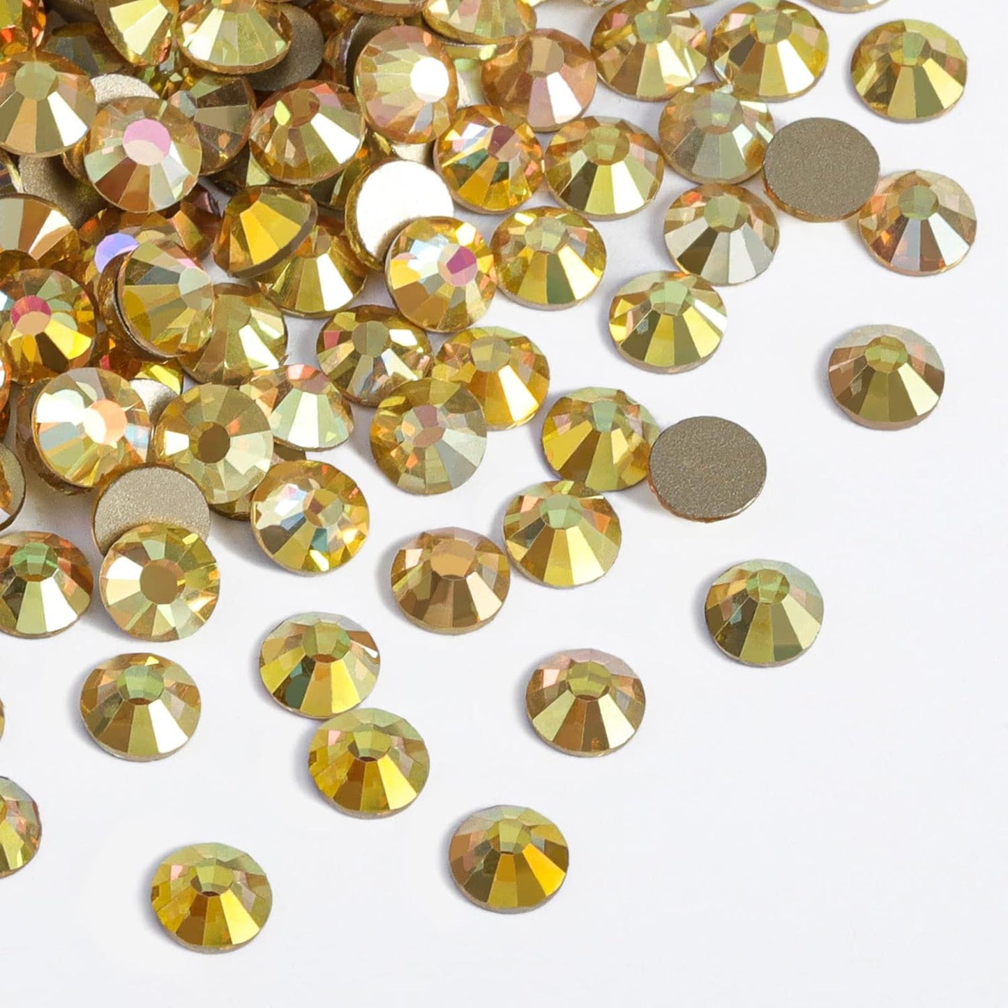 Beadsland 2880pcs Flat Back Crystal Rhinestones Round Gems for Nail Art and Craft Glue Fix,Metal Sunlight,SS4,1.5-1.7mm