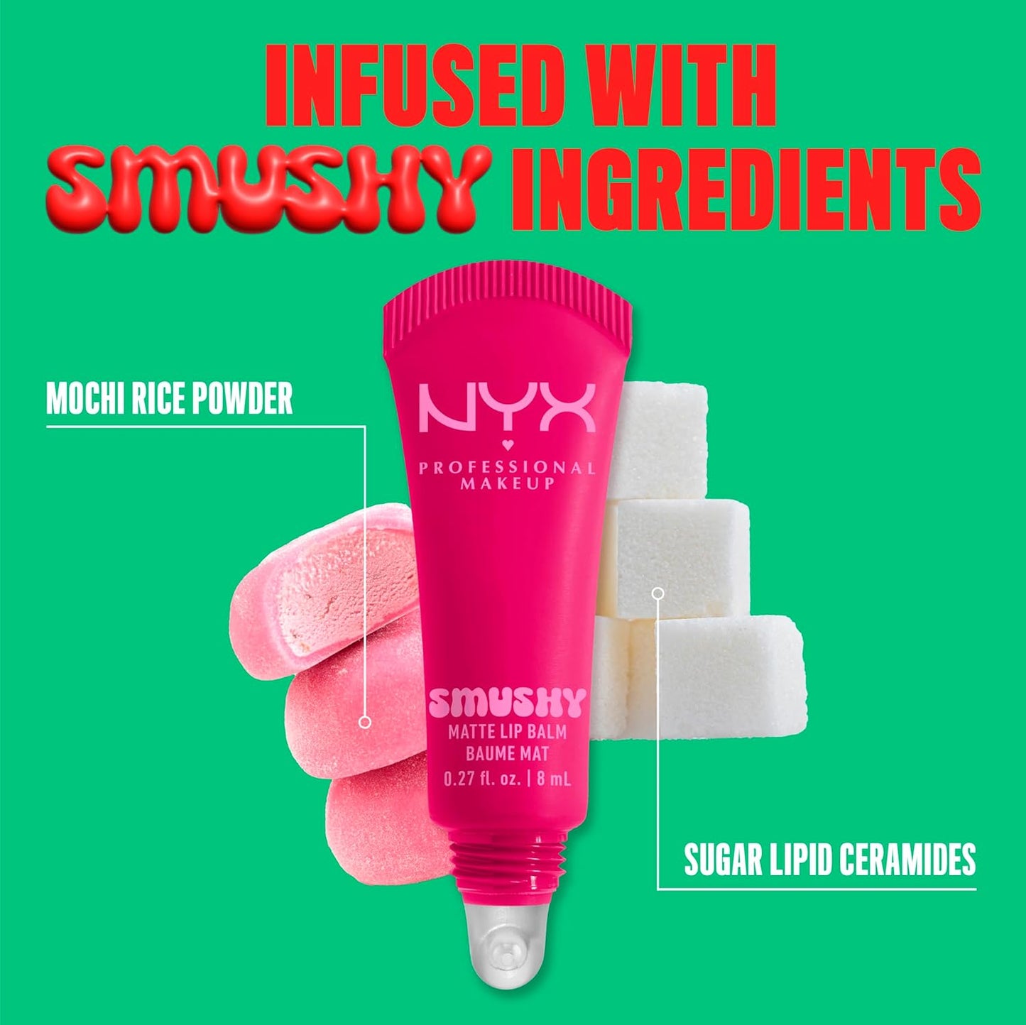NYX PROFESSIONAL MAKEUP Smushy Matte Lip Balm, Tinted Lip Moisturizer with Soft, Matte Finish - She's Serving (Fuchsia)