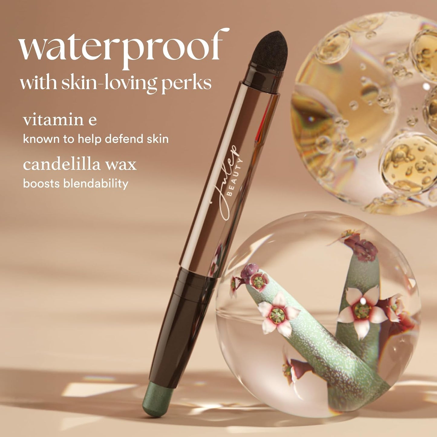 Julep Eyeshadow 101 Cream-to-Powder Waterproof Shadow Stick – Smoky Grey Shimmer – Long-Lasting, Crease-Proof, Medium Grey Shimmer Cream Eyeshadow with Built-in Smudger