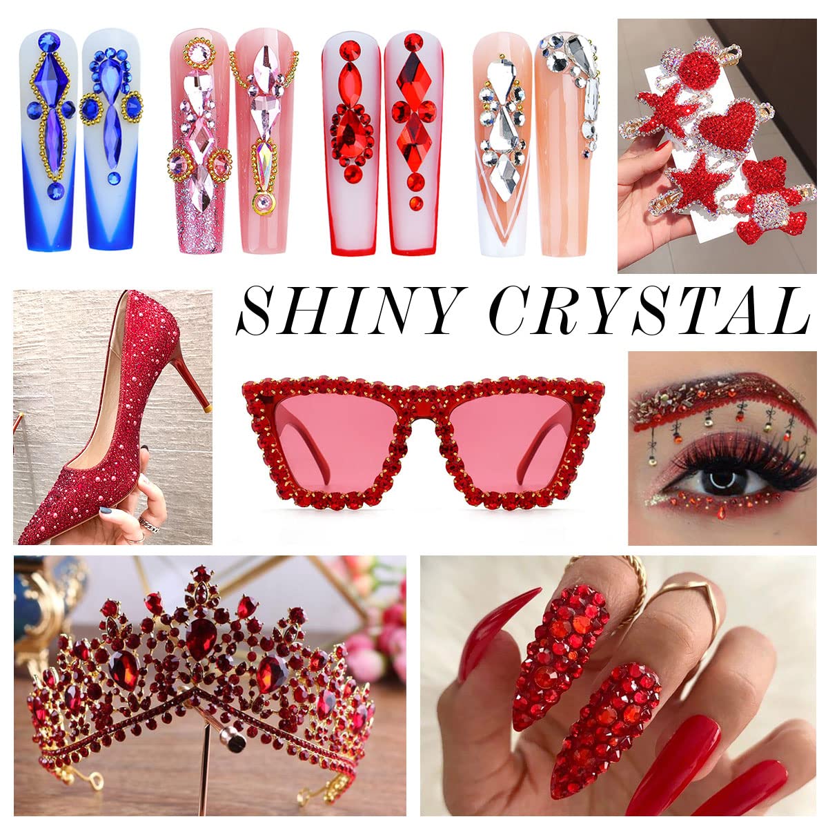 1440Pcs Ruby Red Crystal Rhinestones,Glass Flatback Rhinestones Gemstones Small for Nail Face Makeup Art Crafts Clothes Decoration - (SS6,2.0mm,Ruby Red)