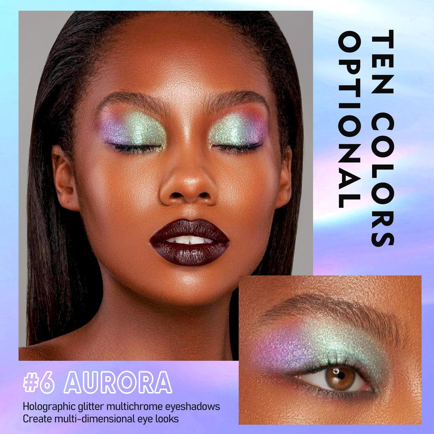 MAKI YIKA 3Pc Glitter Eyeshadow Liquid Multichrome Eyeshadows Long Lasting, Metallic Chameleon Eye Shadow Smudgeproof Holographic Eye Topper Glitters (#1+2+6)