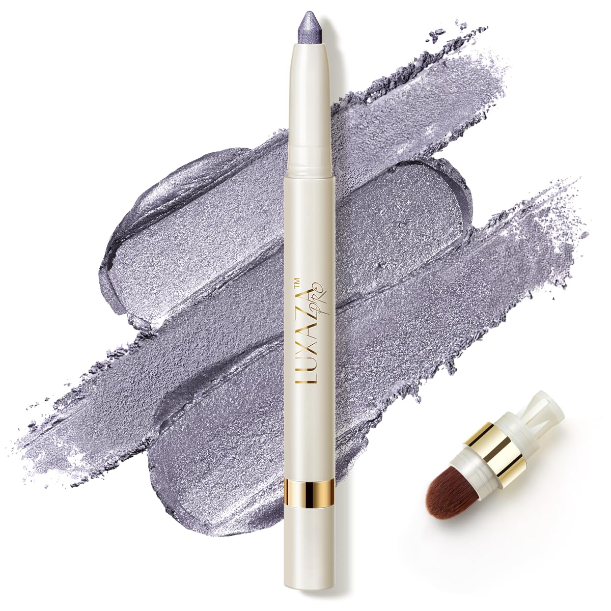 Eyeshadow Makeup Stick, Cream Shimmer, Eyeshadow Highlighter Makeup Eye Brightener Pencil Sticks Cosmetics, with Built-in Brush and Sharpener