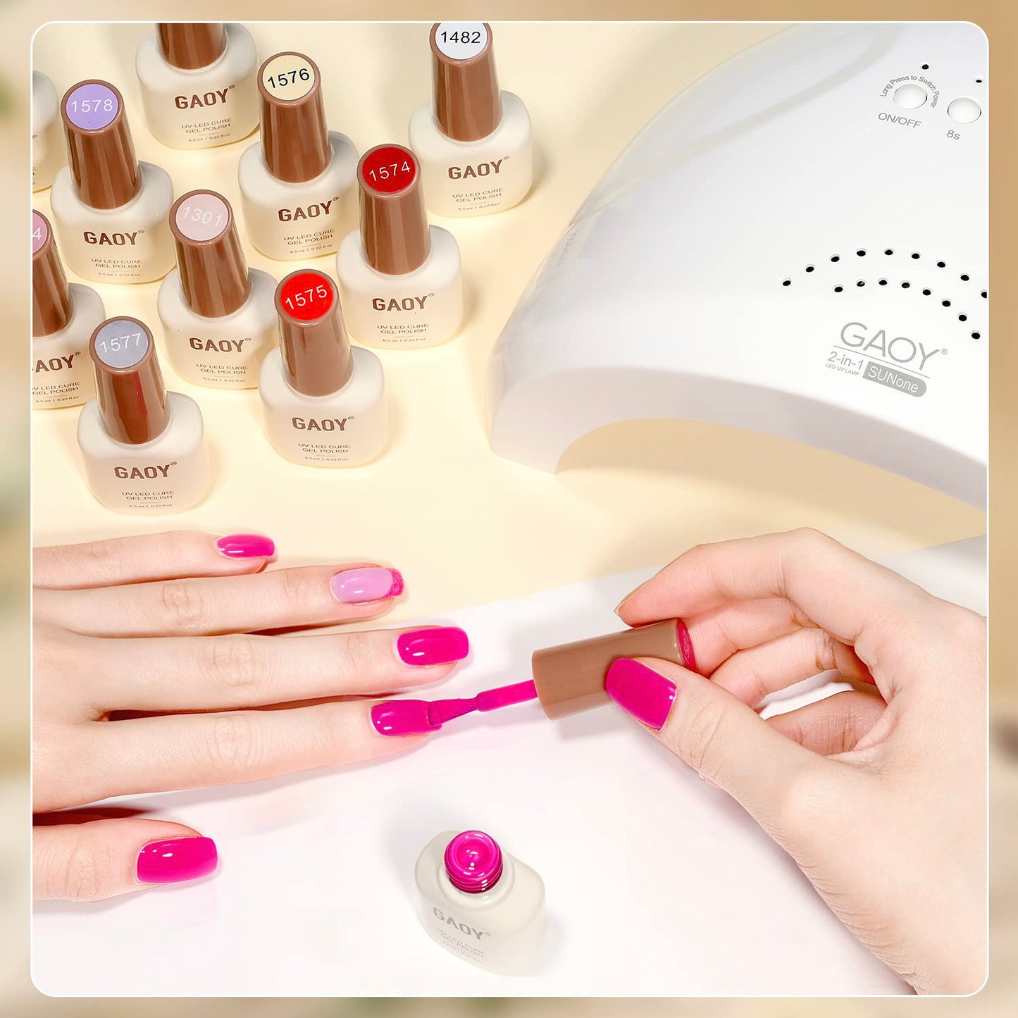 GAOY 42 Pcs Gel Nail Polish Kit, Pink White Red Jelly Nude Colors All Seasons Gel Nail Polish Set with Glossy & Matte Top Coat and Base Coat for Salon and DIY Manicure at Home