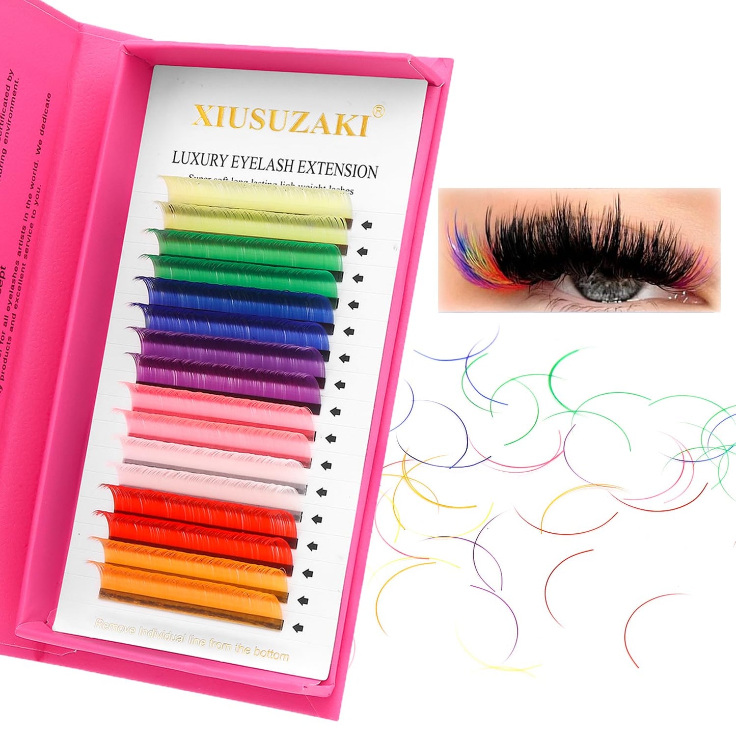 Eyelash Extensions Colored Lashes Extension 0.07 C Curl Lashes 10mm Classic Lash Extensions Soft Individual Lashes 16 Rows Natural False Eyelashes Volume Lashes Professional Use(Colored,0.07-C,10mm)