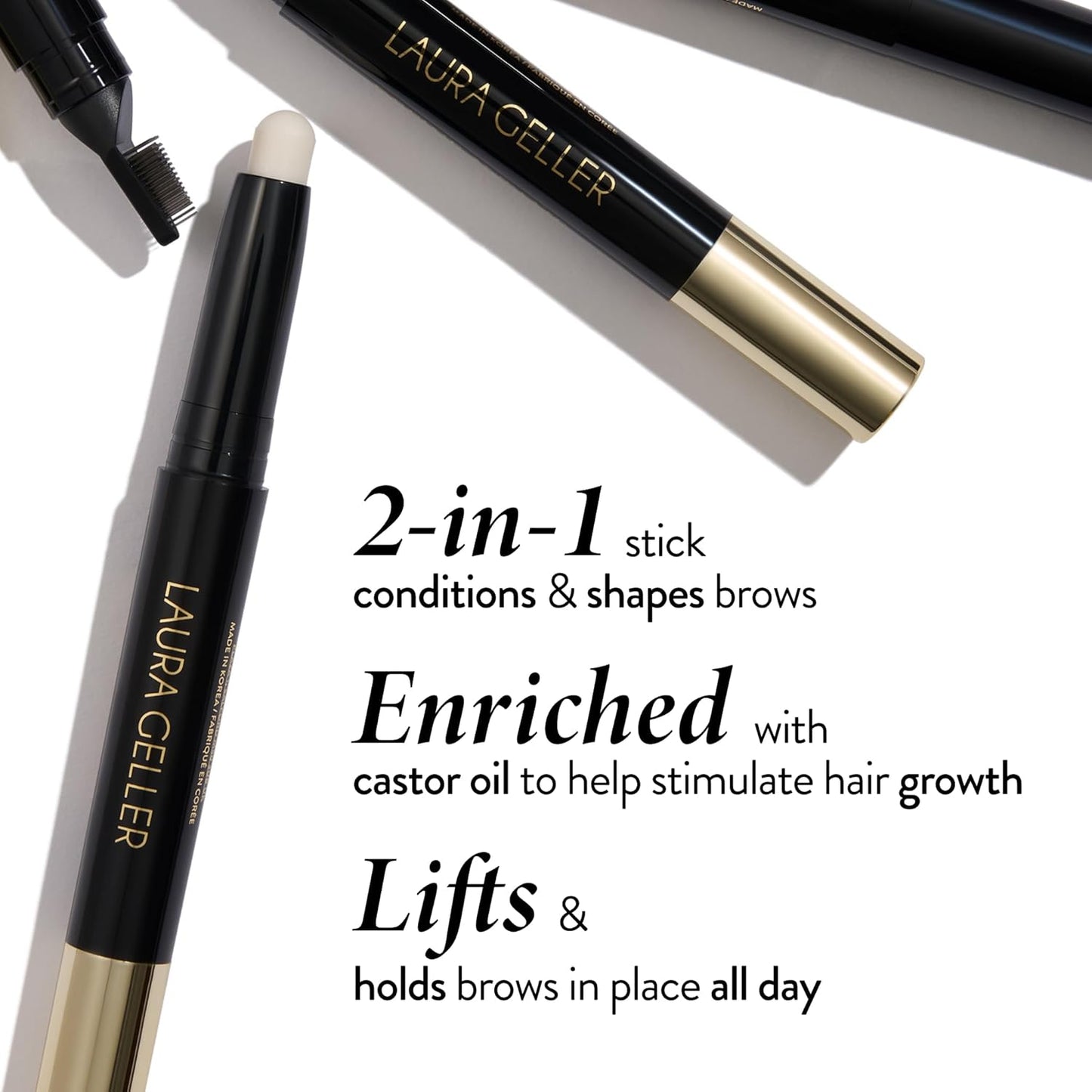 LAURA GELLER NEW YORK Define-n-Tame Brow Lifting Stick - Laminated Full Brows - Wax - Medium Brown