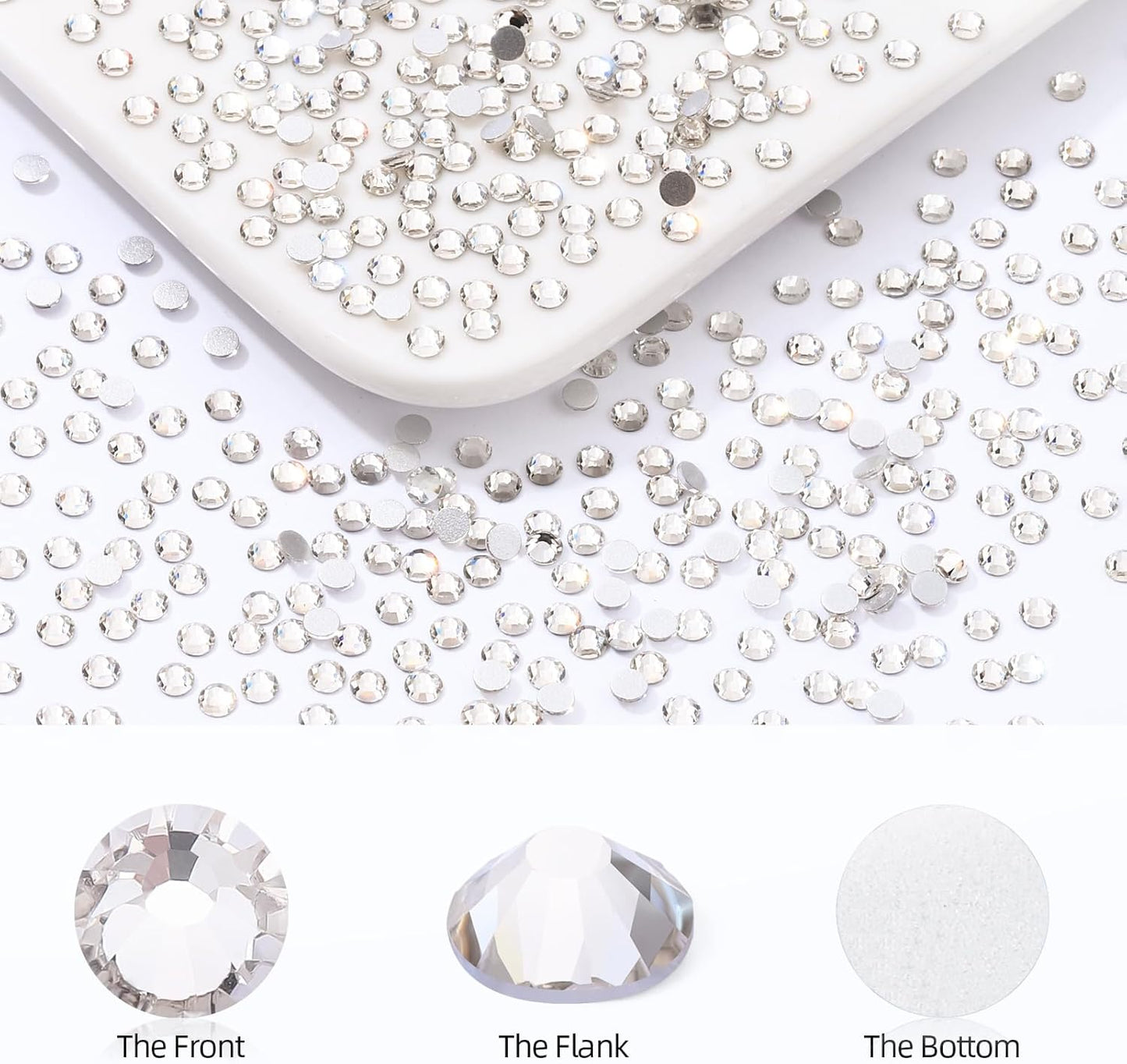 Crystal Clear Flatback Rhinestones, Glass Rhinestones for Nail Art and Craft, Glue Fix, Loose Crystal Gemstones(Crystal, SS6, 2880pcs, 1.9-2.0mm)