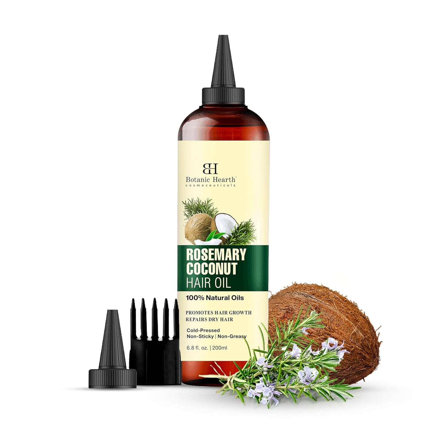 Botanic Hearth 100% Pure Rosemary, Coconut & Avocado Oil For Hair Growth (6.7 fl oz) Infused Rosemary, Coconut, Biotin|Hair Oil Repairs Dry Damaged Hair, Strengthening, Healthier Hair- Hair Tonic