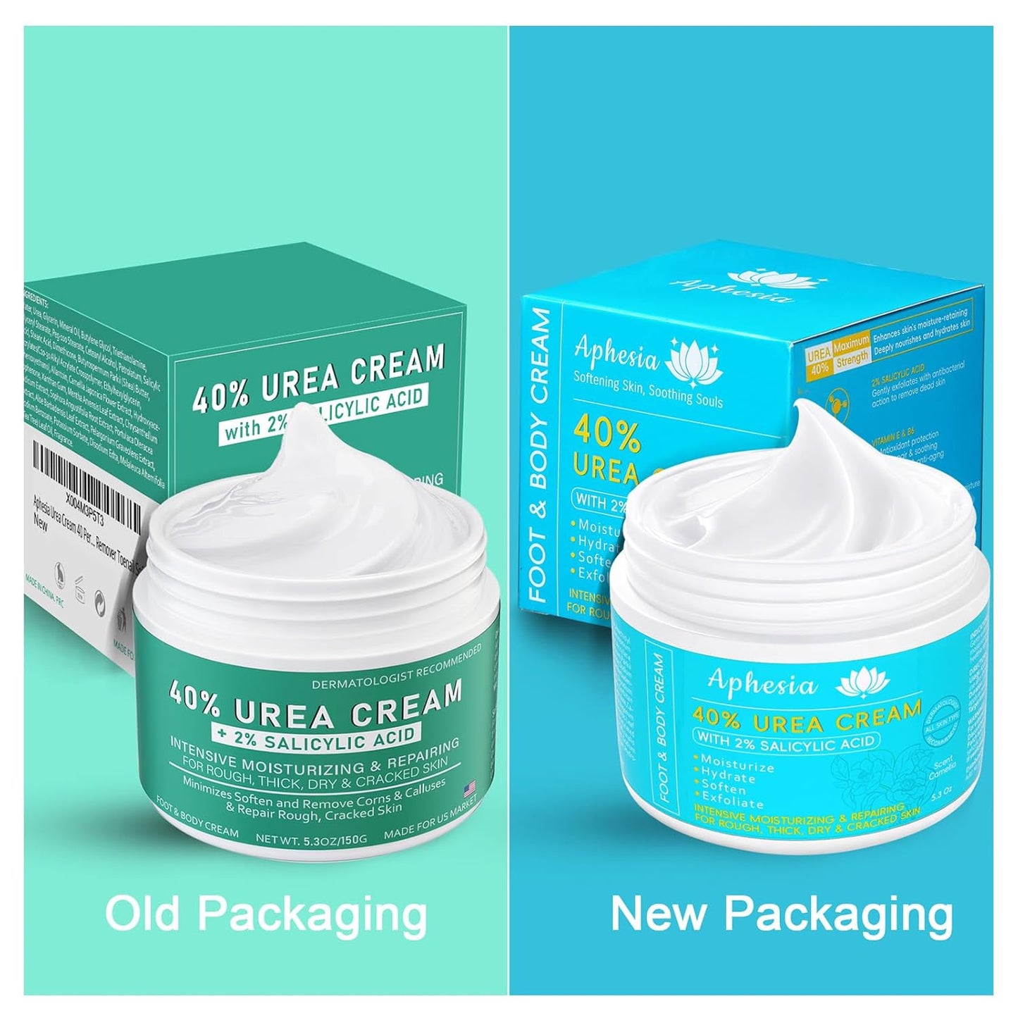 Urea Cream 40 Percent For Feet Maximum Strength - plus Salicylic Acid 2% Foot Cream For Dry Cracked Heels Feet Knees - Dead Skin Cuticle Callus Remover Toenail Softener