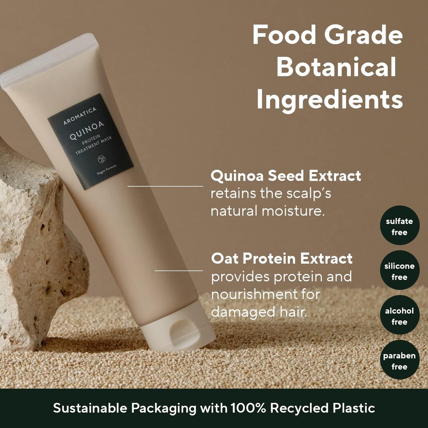 AROMATICA Quinoa Protein Hair Treatment, Silicone-free, Sulfate-free/Nourishes, Moisturizes, and Adds Shine (5.41oz / 160ml)