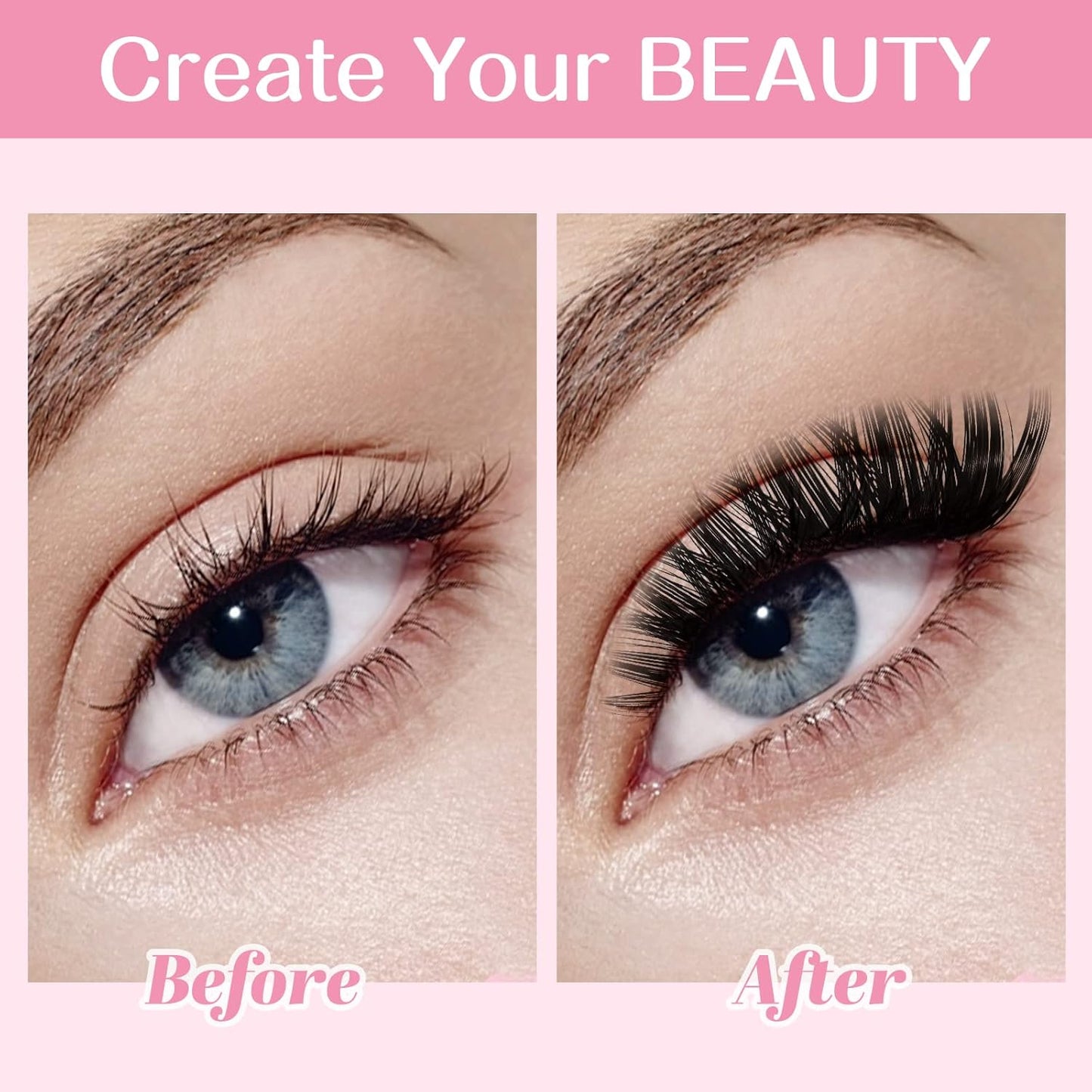 PRO LASHBEAUTY 280 Pcs Individual Lashes 50D-D-0.07-14 Cluster C D Curl Wispy Bottom DIY Lashes At Home