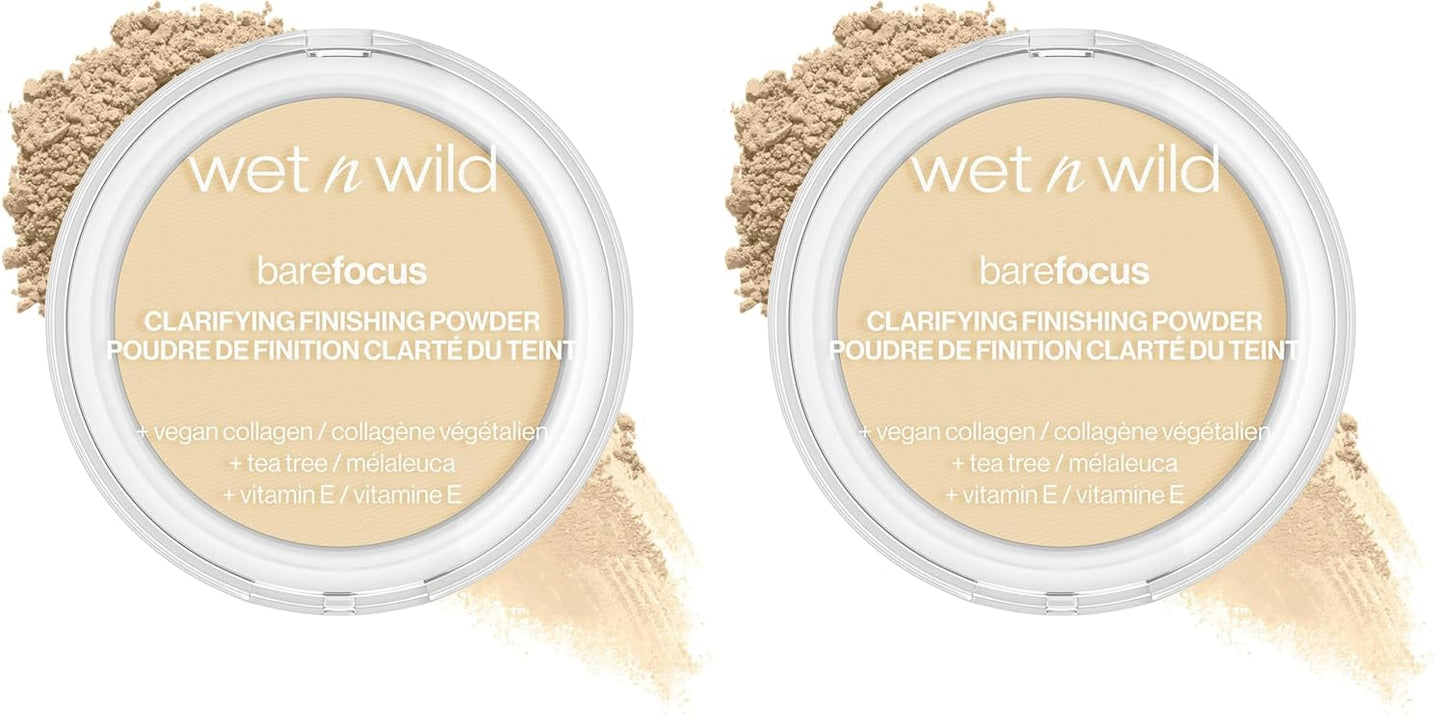 wet n wild Bare Focus Clarifying Finishing Powder | Matte | Pressed Setting Powder Fair-Light (Pack of 2)