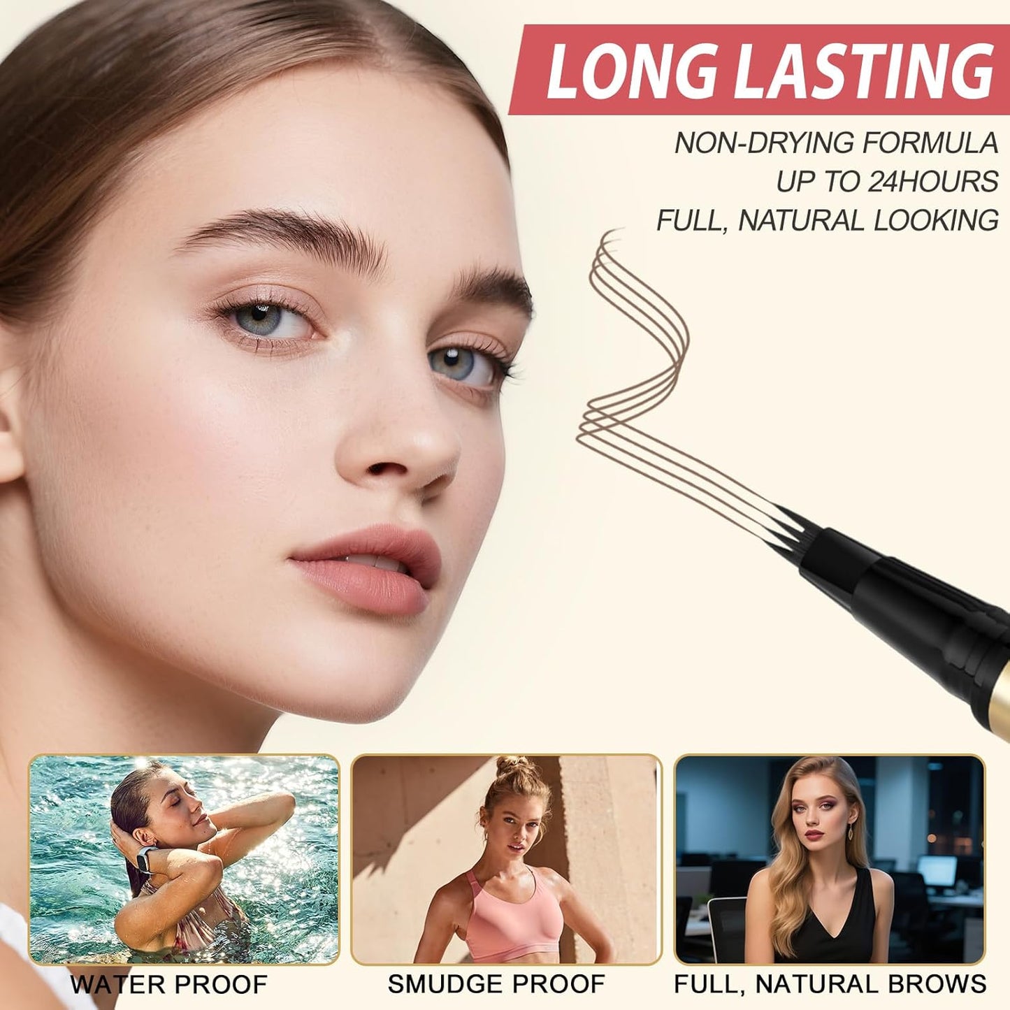 Eyebrow Pen Kit, with Microblading Eyebrow Pen, Eyebrow Gel, Eyeliner, Eyebrow Brush, Eyebrow Pencils for Women, Waterproof, Smudge Proof, Long Lasting Makeup Formula - Soft Brown