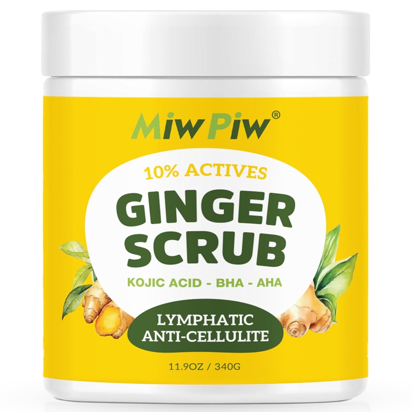 Ginger Body Scrub with AHA/BHA – Lymphatic Drainage, Exfoliating, Anti-Cellulite, Skin Firming, Underarm Detox