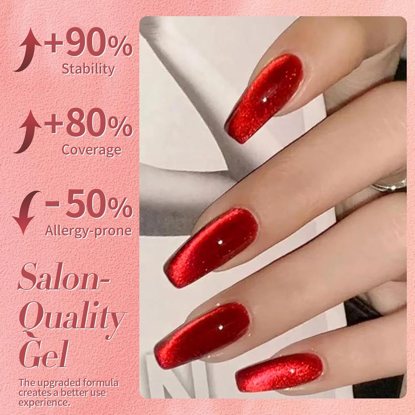 Born Pretty Cat Magnetic Eye Gel Nail Polish Ruby Red Holographic Glitter Shiny Sparkle Crystal Gel Nail Polish Magnetic Nail Polish Salon DIY at Home 15mL