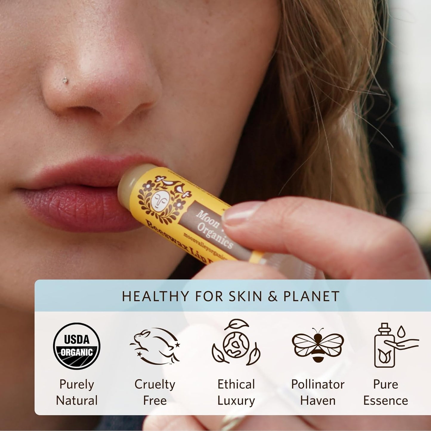 MOON VALLEY ORGANICS Organic Herbal Lip Balm Mint Vanilla, 0.15 OZ