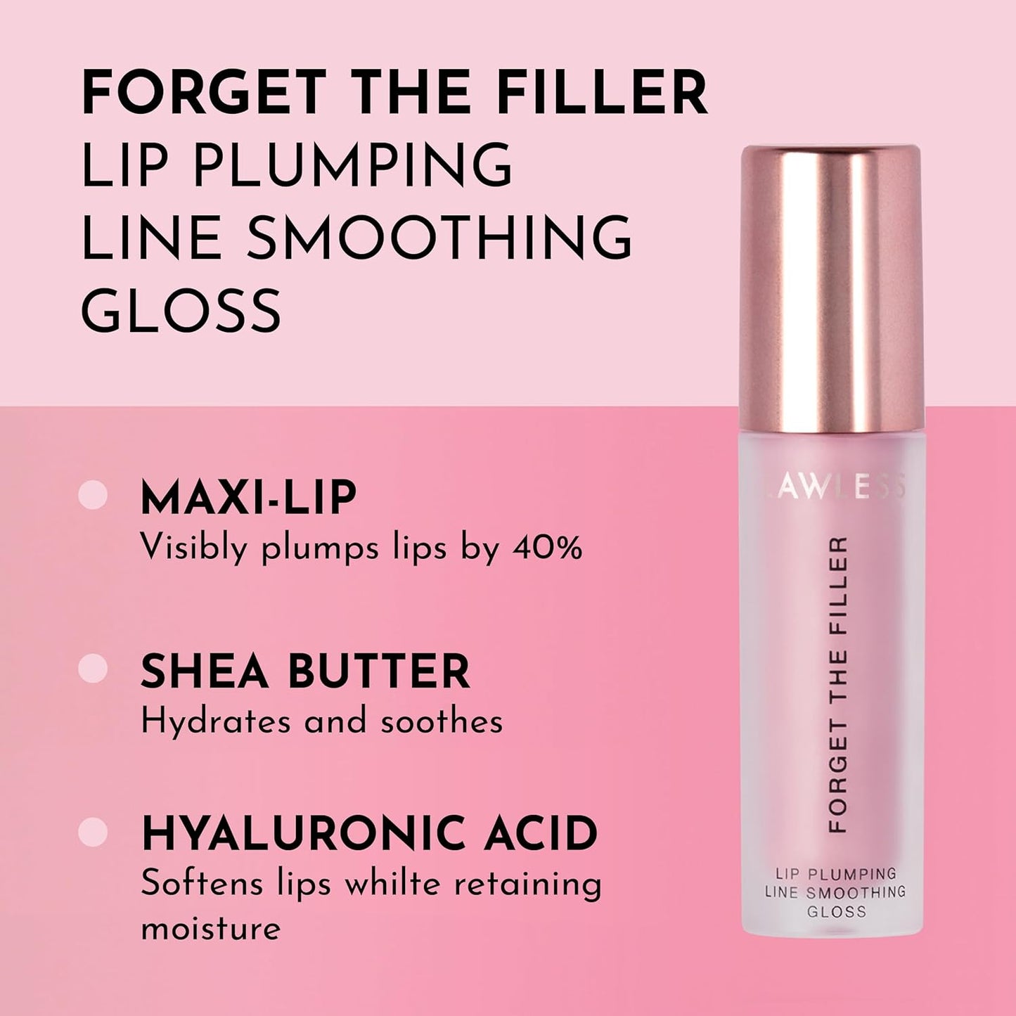 Lawless Women's Forget The Filler Lip Plumper Line Gloss, Lavender Sorbet, Pink, 0.11 Fl Oz (Pack of 1)