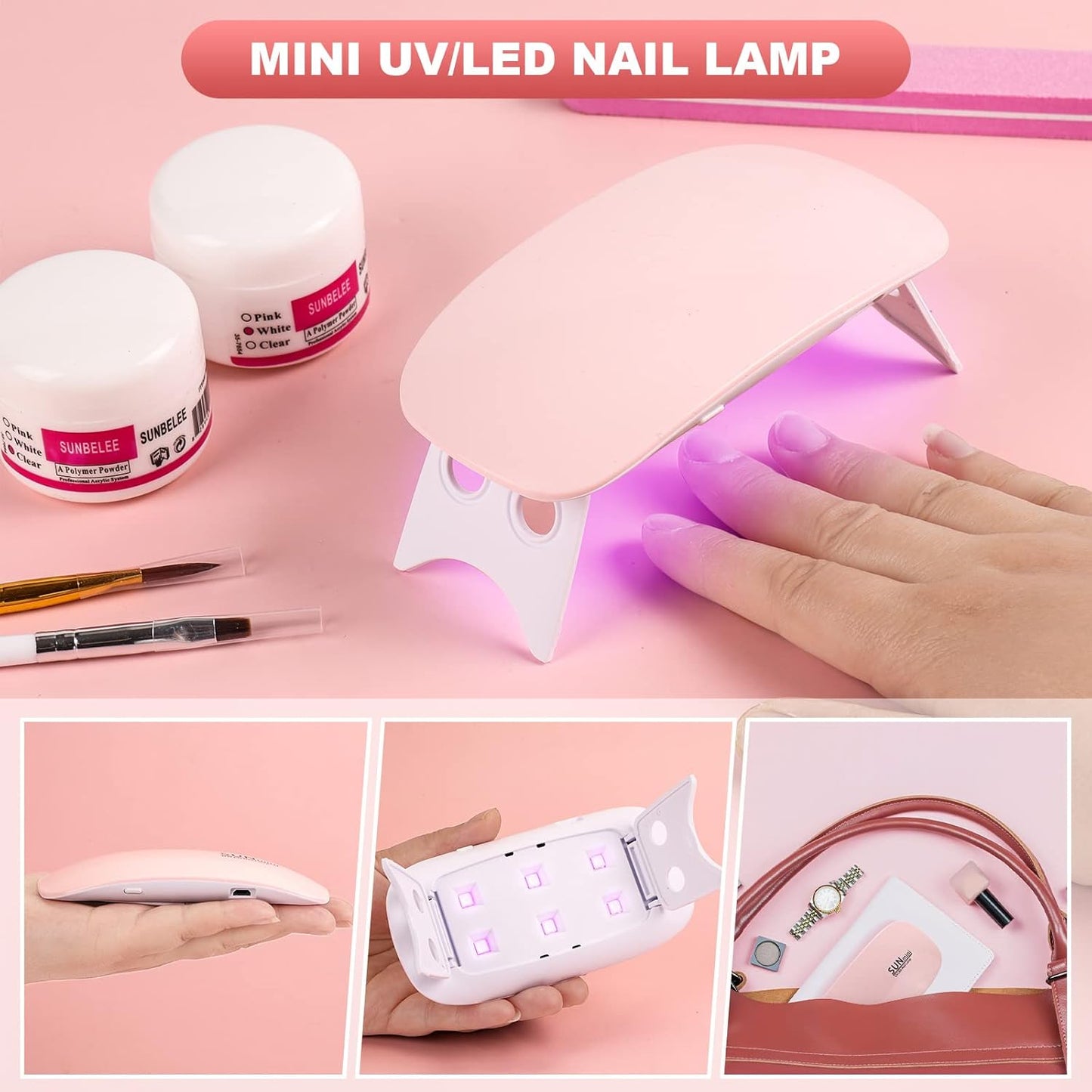 Acrylic Nail Kit with Everything - Nail Kit Set Beginners, Gel Nail Polish Kit with UV Light Acrylic Liquid Monomer Nail Art Decoration DIY Nail Art Tool Nail Supplies